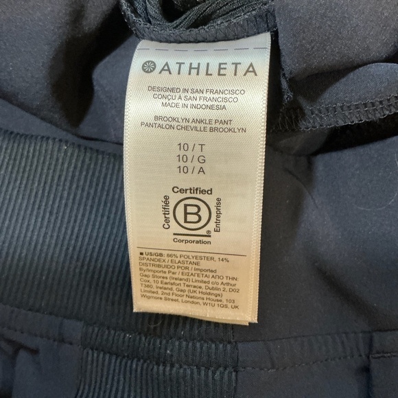 Athleta Brooklyn Ankle Pant Navy Blue Size 10 Stretch Travel Work Pant - Picture 8 of 8